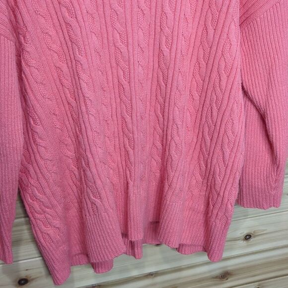 Talbots Sweater Womens 3X Coral Cowl Neck Cable Knit Spring Colorful - Picture 3 of 8